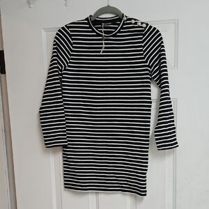 Balmain Black and White Striped Dress